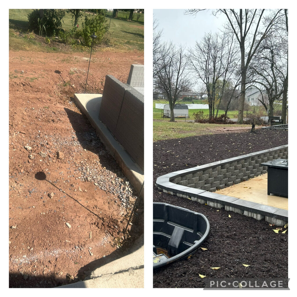 IMG_5651 Before and after shots of a retaining wall.